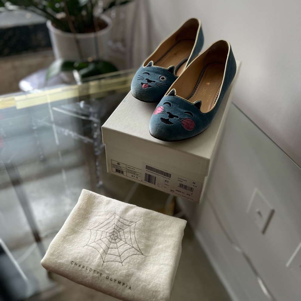 Charlotte Olympia Cheeky Kitty Emoticat Ballet Slipper Flats Size 37.5